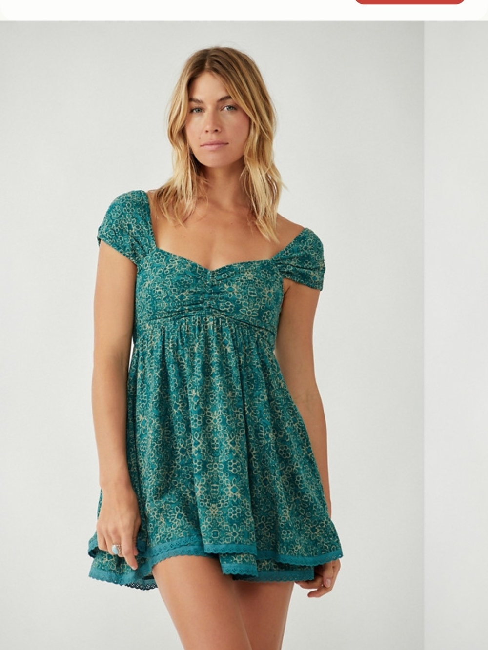 Free People Tabitha Mini Dress | Blue Floral | Boho Babydoll Size Small